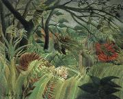 Henri Rousseau tiger in a tropical storm Spain oil painting artist
